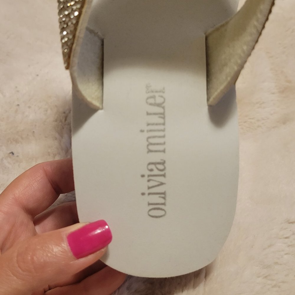 White Wedding Flip Flops Size 6 - Picture 3 of 6